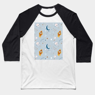 Pattern with stars, rockets and planets Baseball T-Shirt